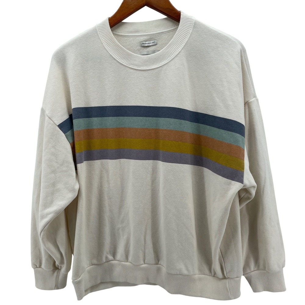 American Eagle Sweatshirt‎ Womens Large Y2K Retro Rainbow Cozy Soft Fleece Indie